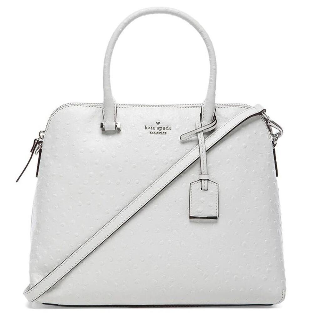 Kate Spade Cameron Street Margot Satchel Leather Textured Crossbody Bright White
